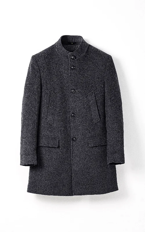 MEN'S LONG WOOL COAT CHARCOAL GREY