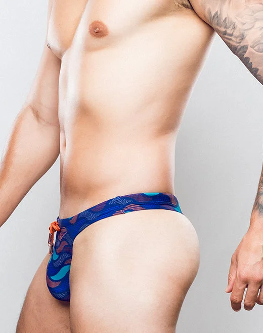 V80 Print Swim Thong - Ocean Blue