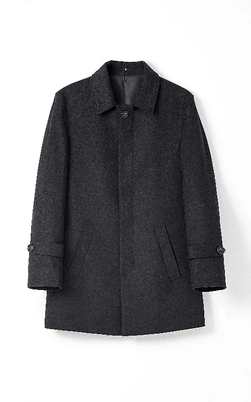 BUTTON FRONT LONG COAT CHARCOAL