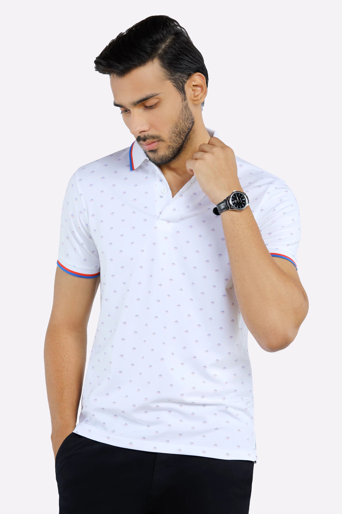 White All Over Printed Polo