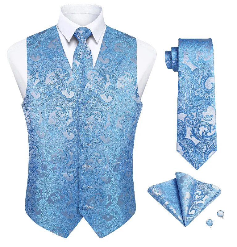 Paisley 4pc Suit Vest Set - BLUE