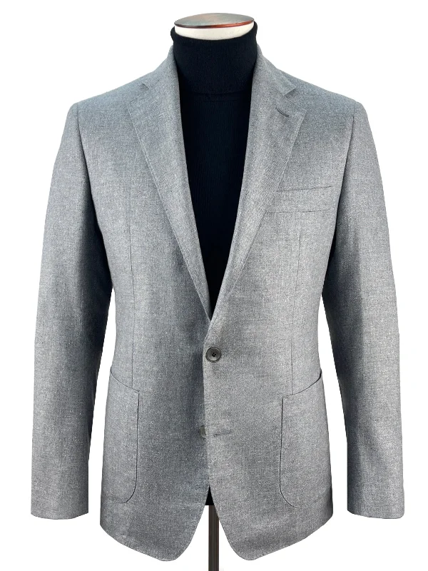 Adria Blazer - Light Grey Silk & Wool Basketweave