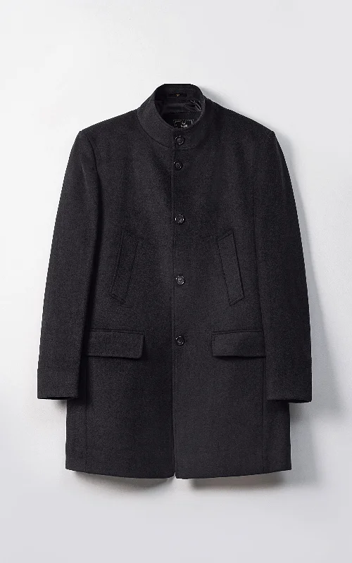 MEN'S LONG WOOL COAT CHARCOAL