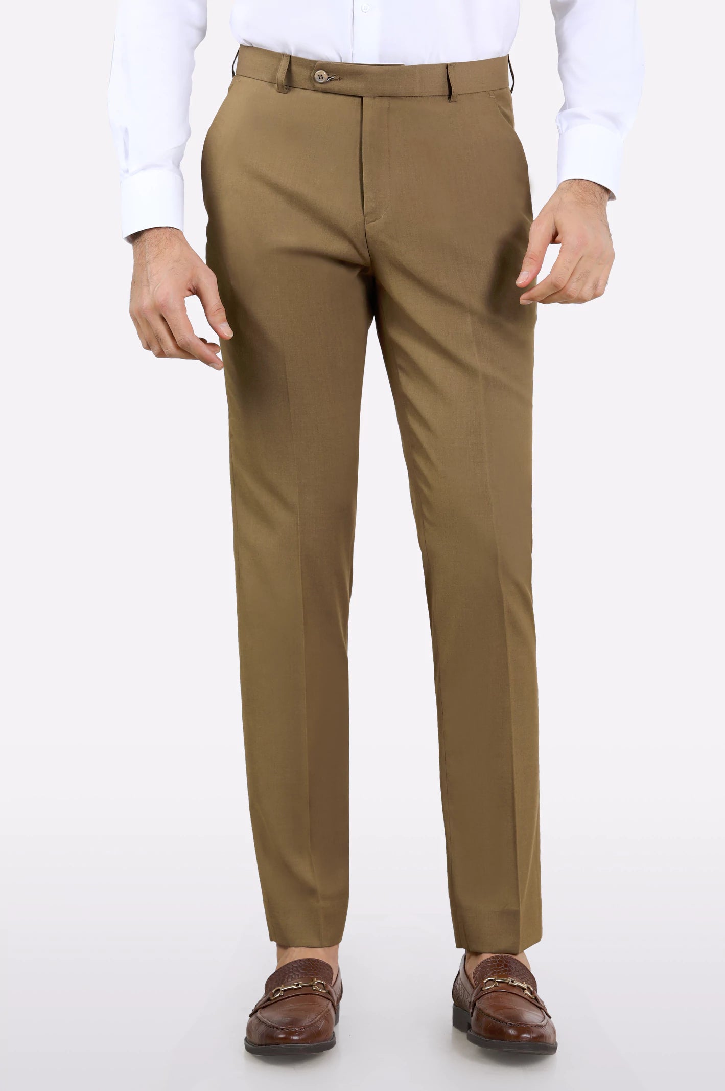 Beige Regular Fit Formal Trouser