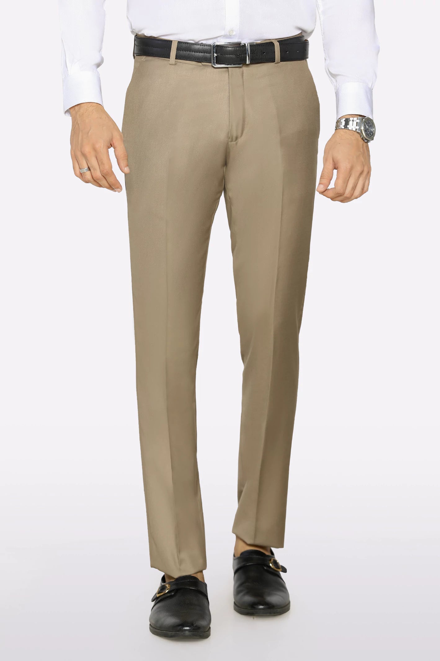 Beige Slim Fit Formal Trouser