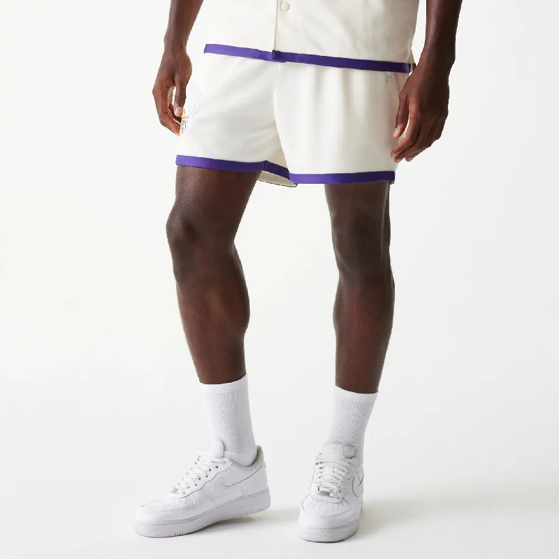 LA Lakers NBA Team Logo Open White Shorts