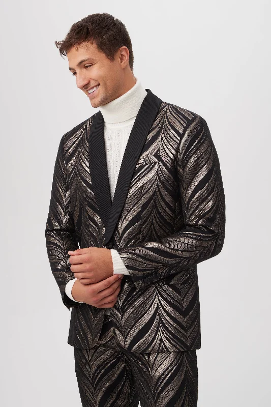 Alfred Metallic Chevron Jacquard Blazer With Shawl Lapel