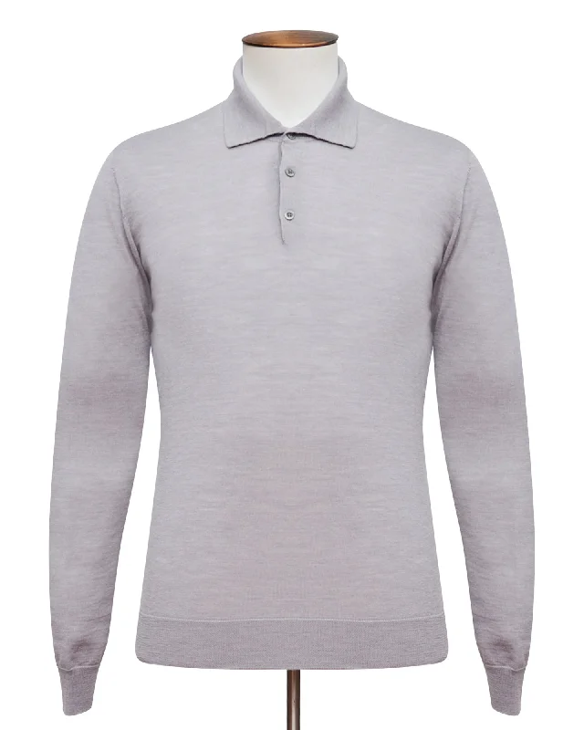 Grey Melange Fine Merino Polo