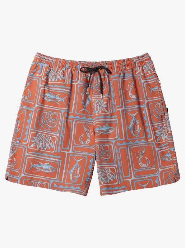 Waterman Framed Volley 17" Swim Trunks - Framed Art Mango