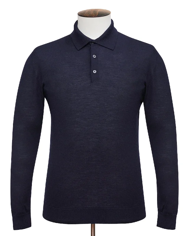 Navy Fine Merino Polo