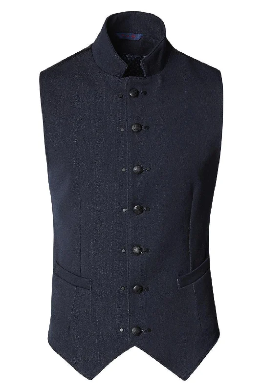 Stand Up Notch Collar Vest - Navy