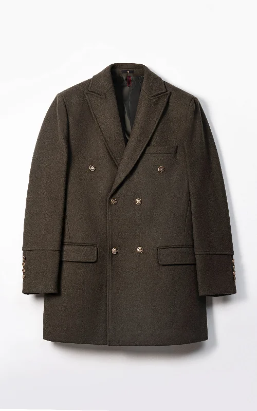 DOUBLE BREASTED LONG COAT LIGHT OLIVE