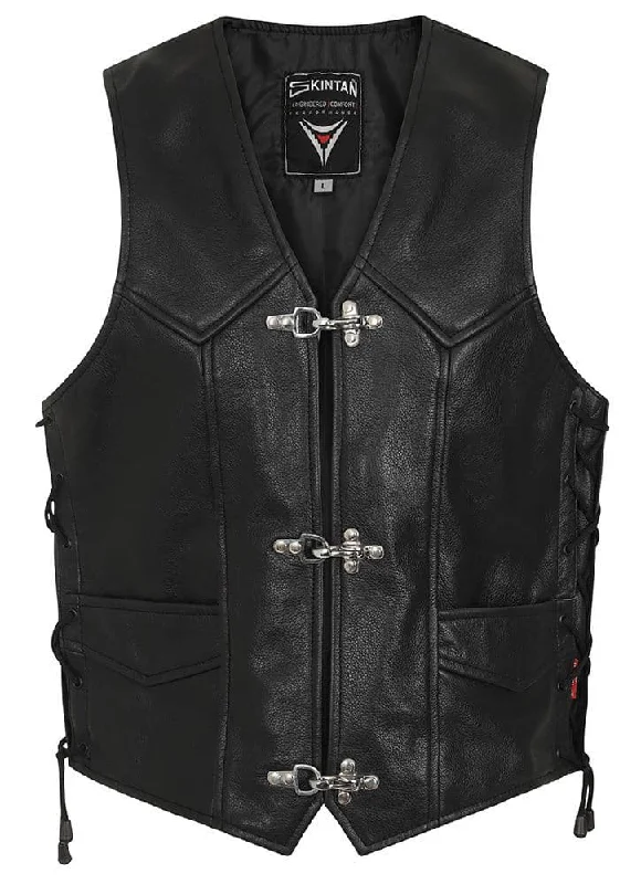 Webb Leather Lace Sided Fish & Hook Fastening Biker Vest