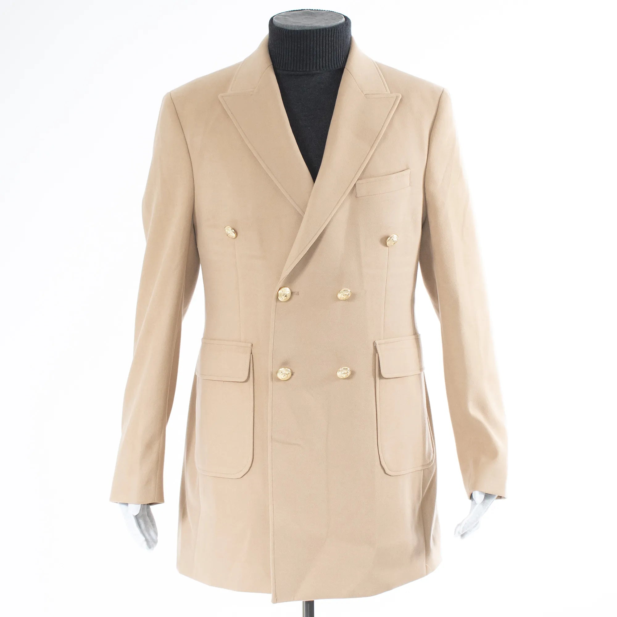 Camel Slim-Fit Buckled Peacoat