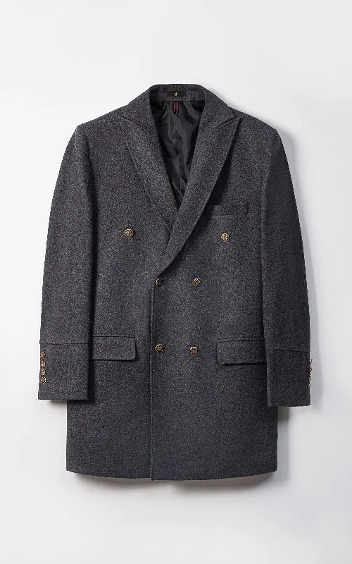 DOUBLE BREASTED LONG COAT CHARCOAL