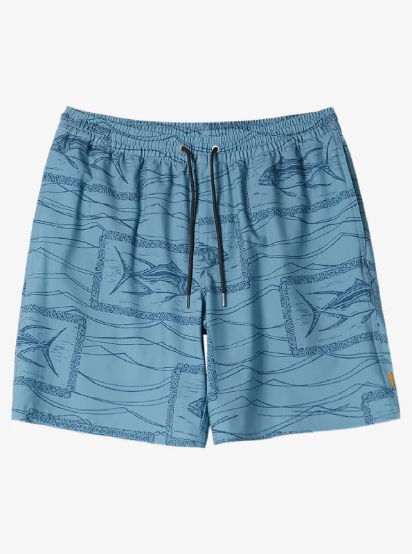 Waterman Reef Point Volley 17" Swim Trunks - Reef Point Dusk Blue