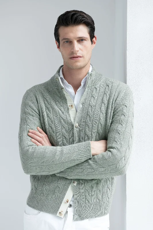 Sage cable knit cardigan – Made in Italy