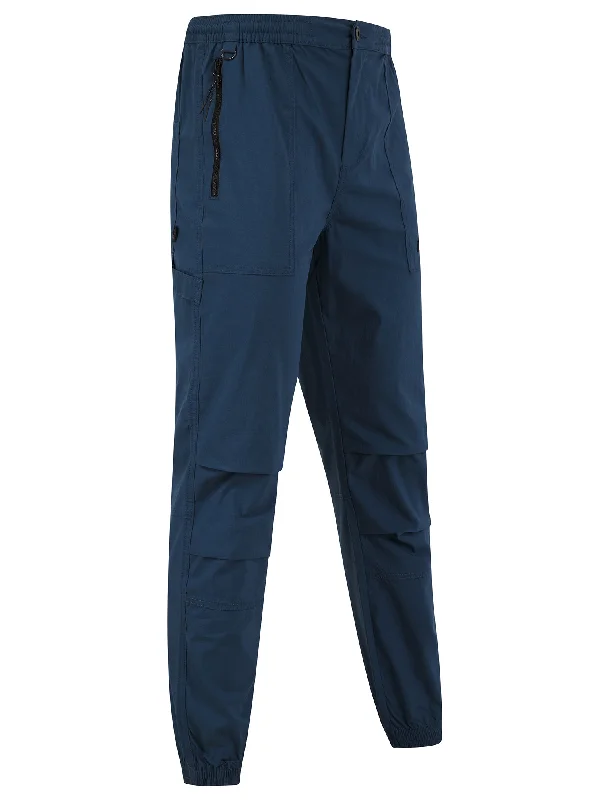 Kofi Stretch Cotton Blend Zip Pocket Cuffed Cargo Jogger Pants in Big Dipper Blue - Tokyo Laundry