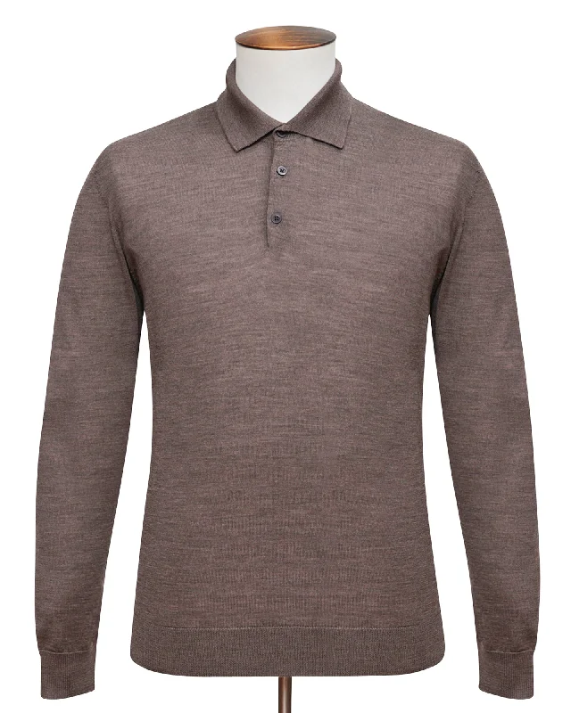 Taupe Melange Fine Merino Polo