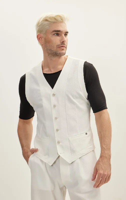 Waffle Stretch Beach day Vest - Off White