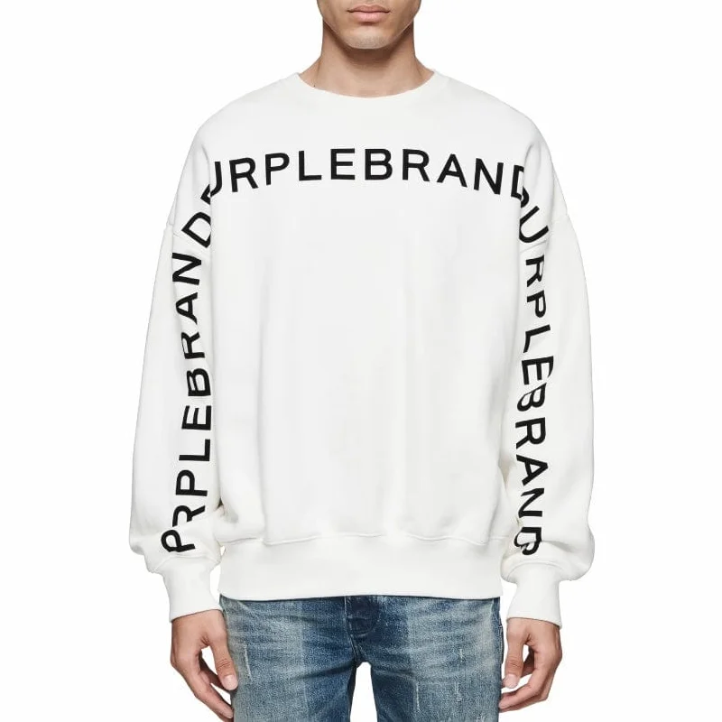 Purple Brand Wordmark Repeat Hwt Fleece Crewneck (Off White) P402-HCBR124