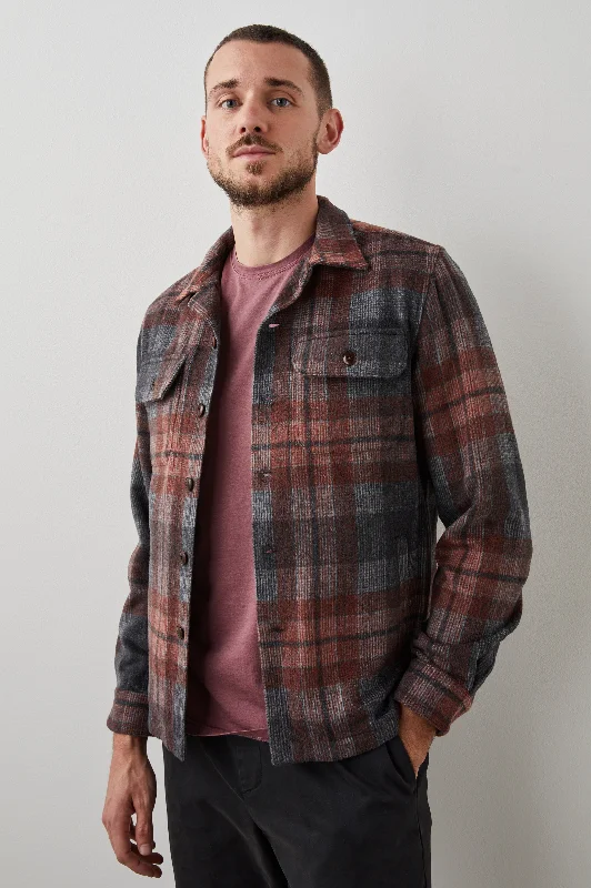 VIGGO SHIRT JACKET - CRIMSON SHADOW PLAID