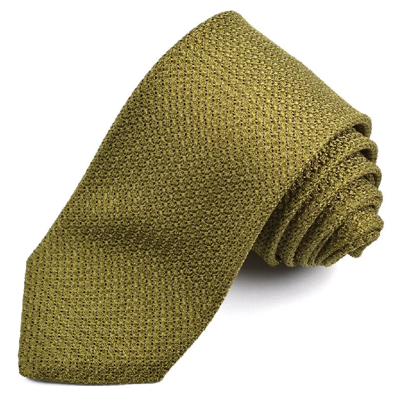 Solid Garza Grossa Grenadine Italian Silk Tie in Olive by Dion Neckwear