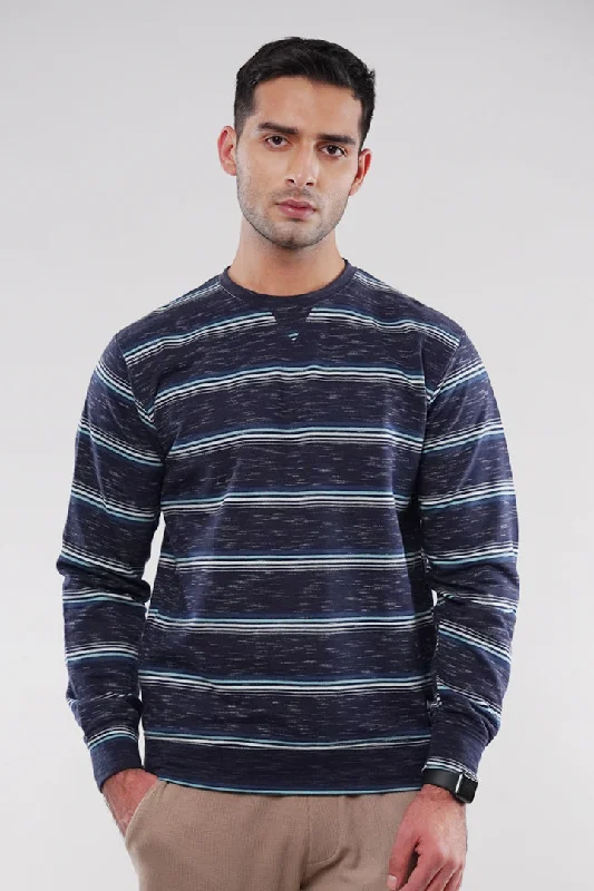 Striped Terry Sweatshirt - Blue