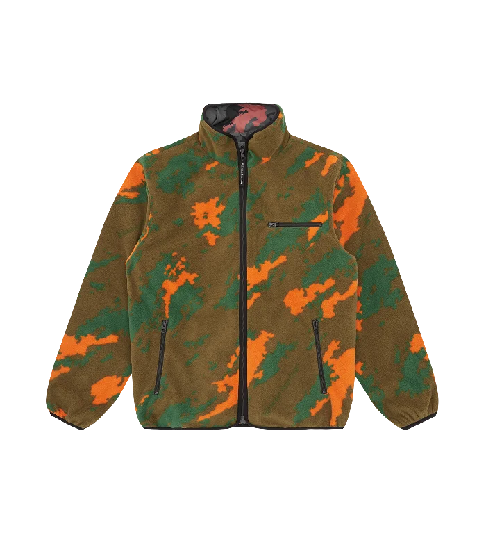 A/O CAMO PRINT REVERSIBLE FLEECE JACKET - GREEN/GREY