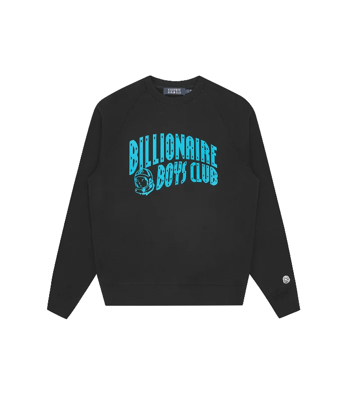 ARCH LOGO CREWNECK- BLACK/BLUE LOGO