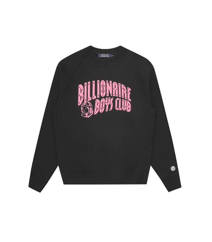 ARCH LOGO CREWNECK- BLACK/PINK LOGO