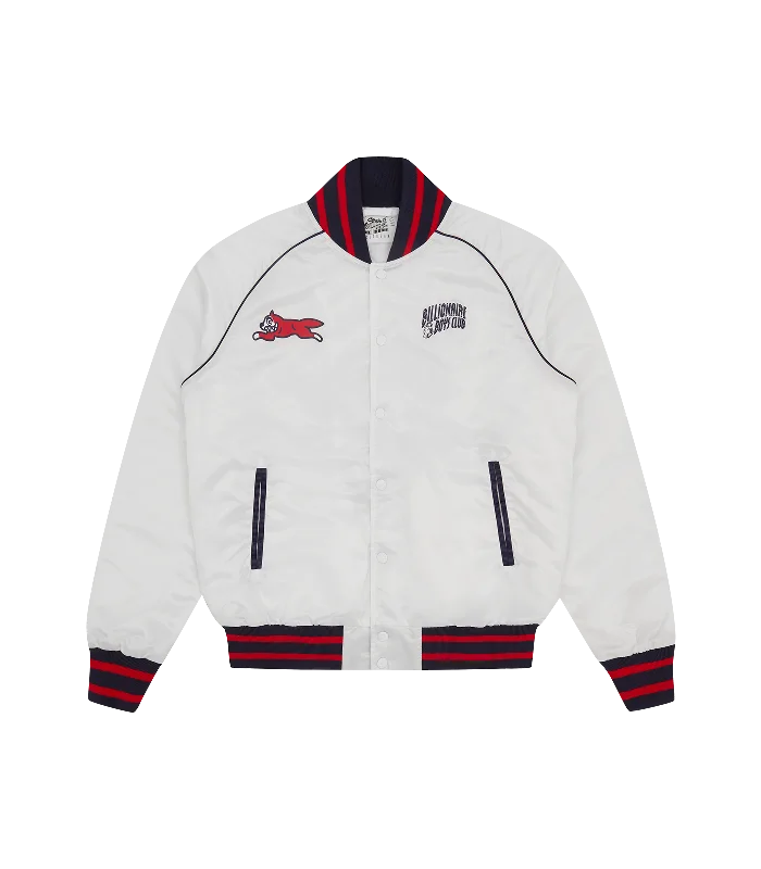 BBC X IC DINER SATIN BOMBER JACKET - WHITE