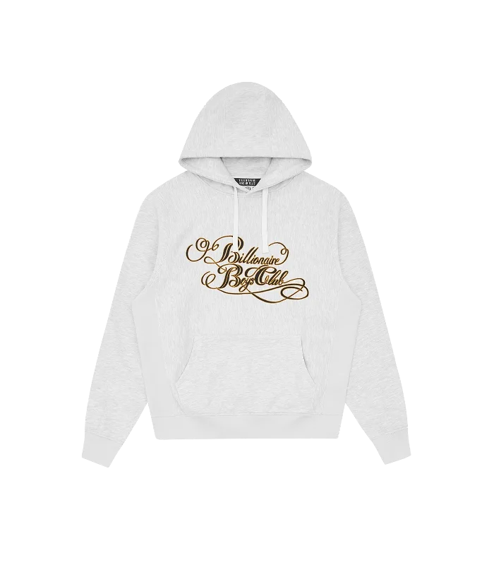 CALLIGRAPHY LOGO POPOVER HOOD - HEATHER ASH