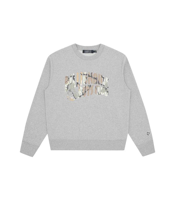 CAMO ARCH LOGO CREWNECK - HEATHER GREY