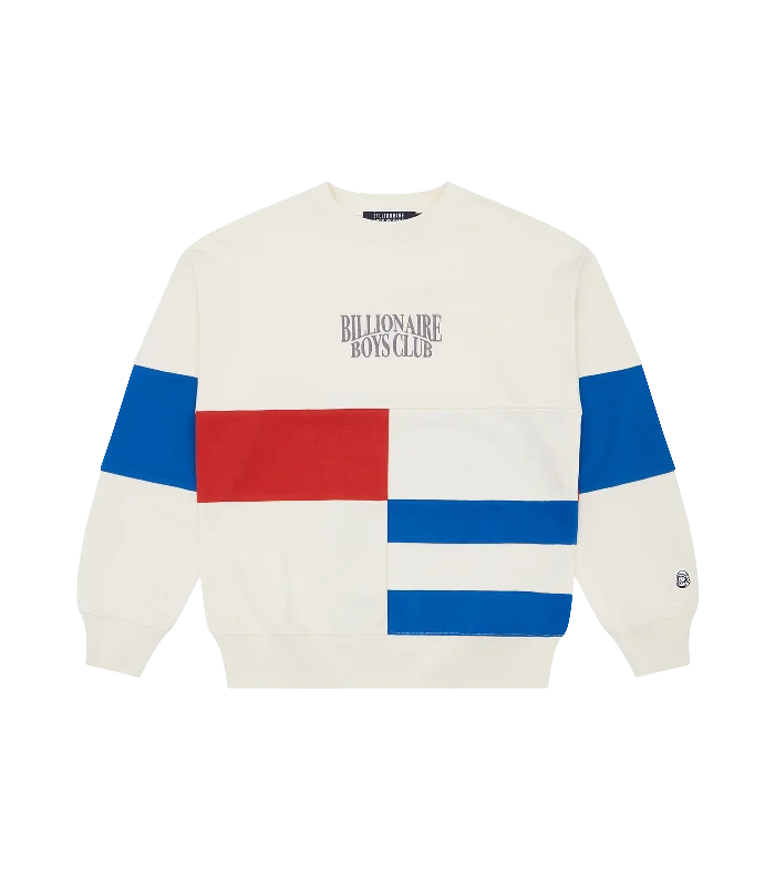 CUT & SEW PANELLED CREWNECK - CREAM