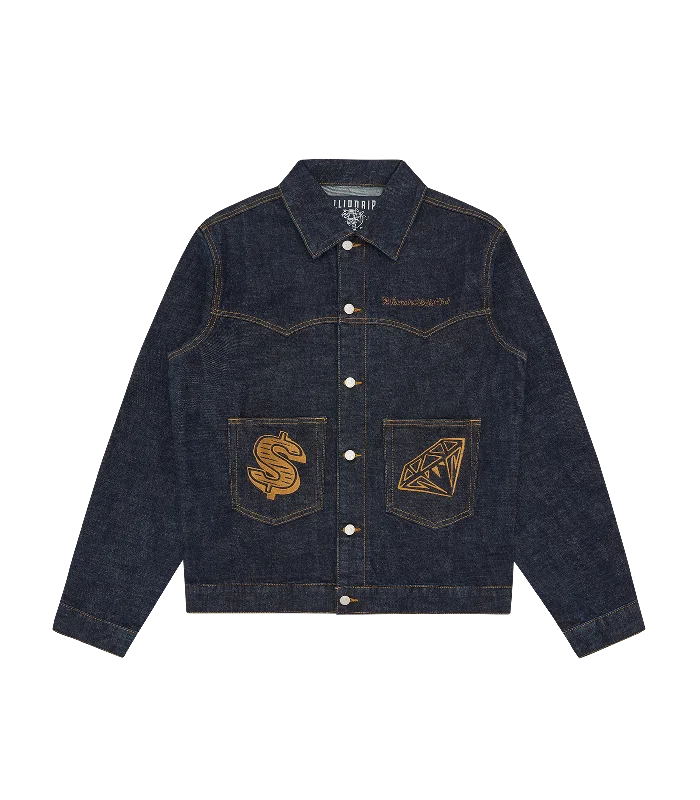 DIAMONDS & DOLLARS SELVEDGE DENIM JACKET - INDIGO