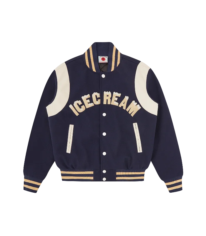 DRIPPY VARSITY JACKET - NAVY