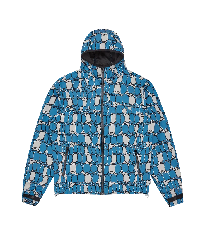 GATOR CAMO HOODED WINDBREAKER JACKET - BLUE