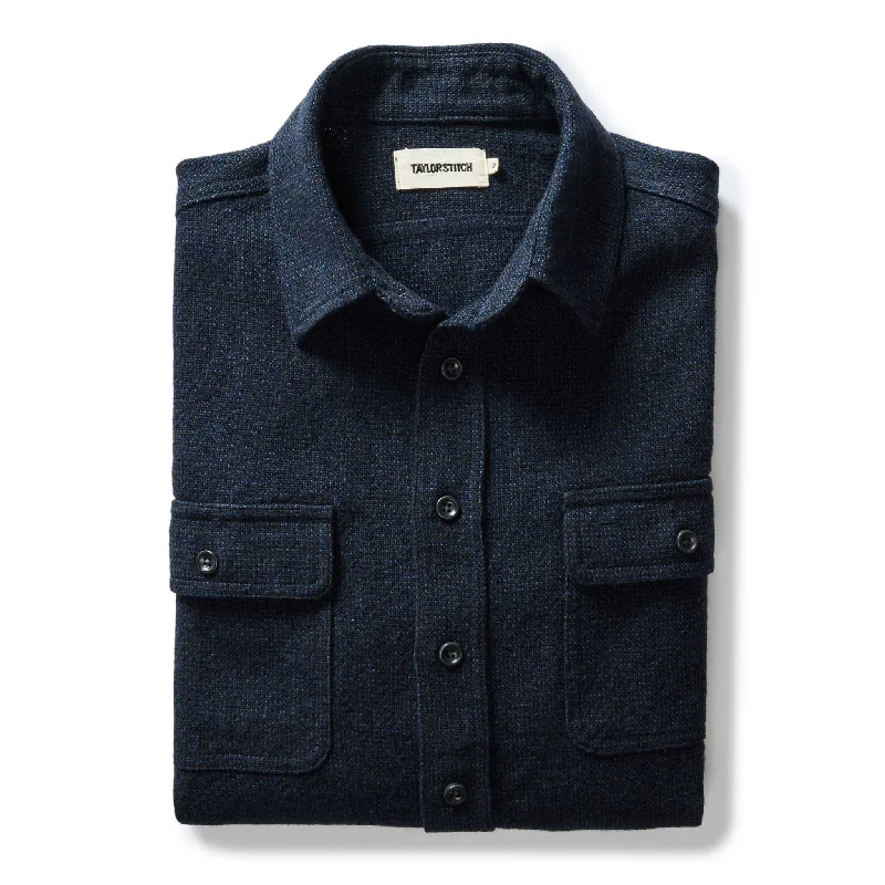 The Ledge Shirt in Dark Navy Linen Tweed