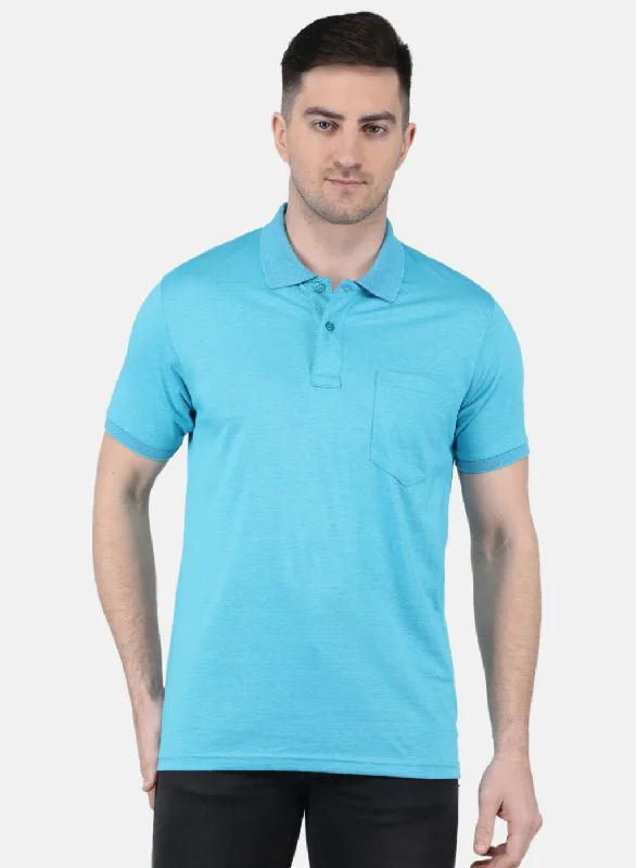 Men Blue Solid T-Shirt