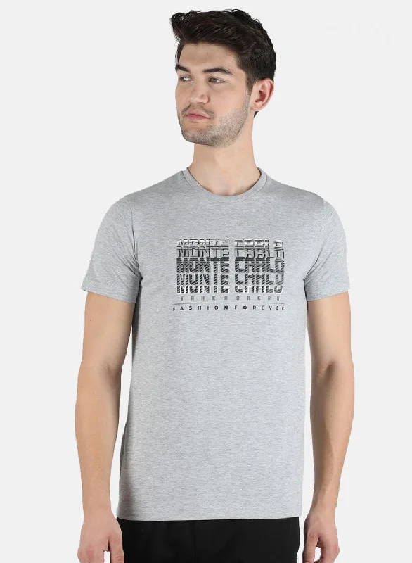 Men Grey Printed T-Shirt