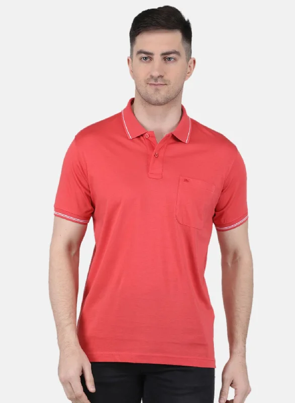 Men Red Solid T-Shirt