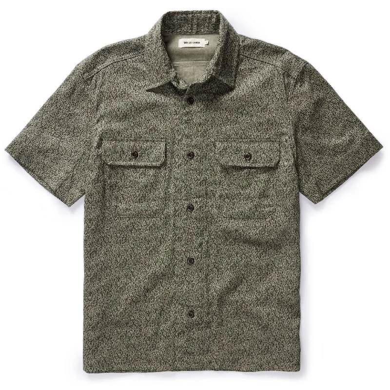 The Short Sleeve Officer Shirt in Static Camo Double Cloth