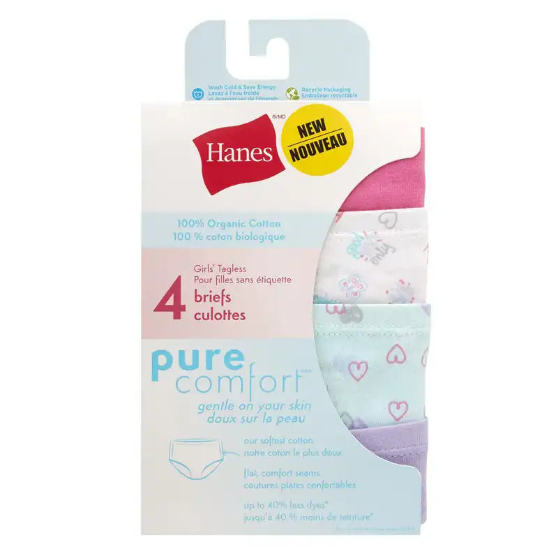 Hanes Girls 4 pack Pure Comfort Briefs