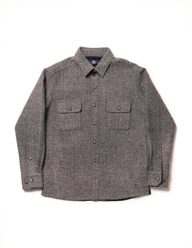 ALPACA WOOL CPO JACKET - HERRINGBONE/BLACK