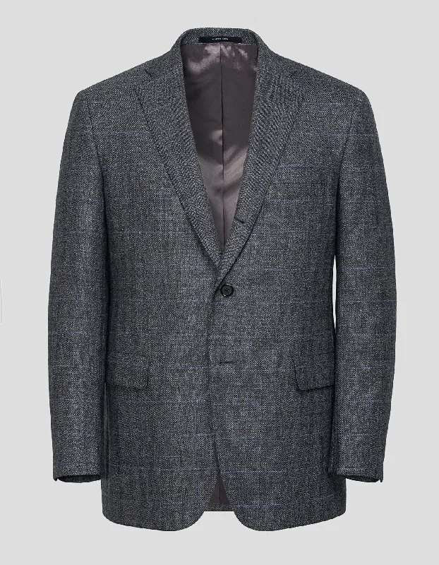 LIGHT GREY HERRINGBONE WITH BLUE PANE SUIT