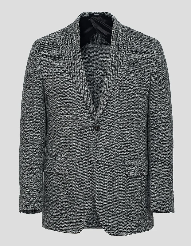 HARRIS TWEED BLACK AND WHITE HERRINGBONE SPORT COAT - MTO