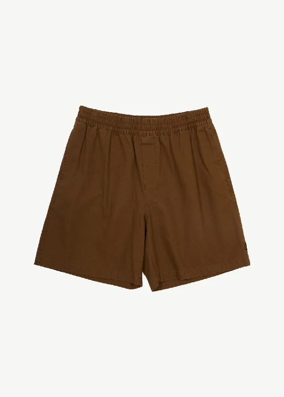 AFENDS Mens Ninety Eights - Baggy Elastic Waist Shorts - Toffee