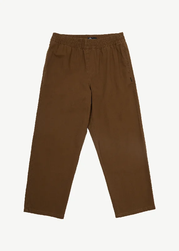 AFENDS Mens Ninety Eights - Baggy Elastic Waist Pants - Toffee