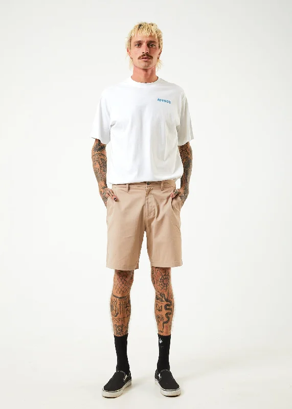 AFENDS Mens Ninety Twos - Chino Shorts - Bone